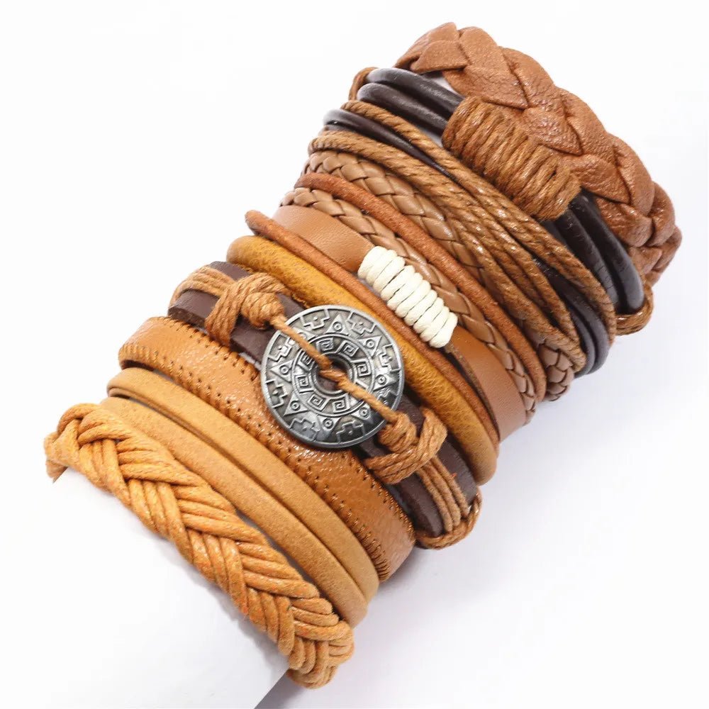 10 Pcs/set Black Wrap Woven New Fashion Handmade Men Bracelets Male Women Leather Bracelets Men Bangle Wholesale Jewelry Gift - RPM Rivals