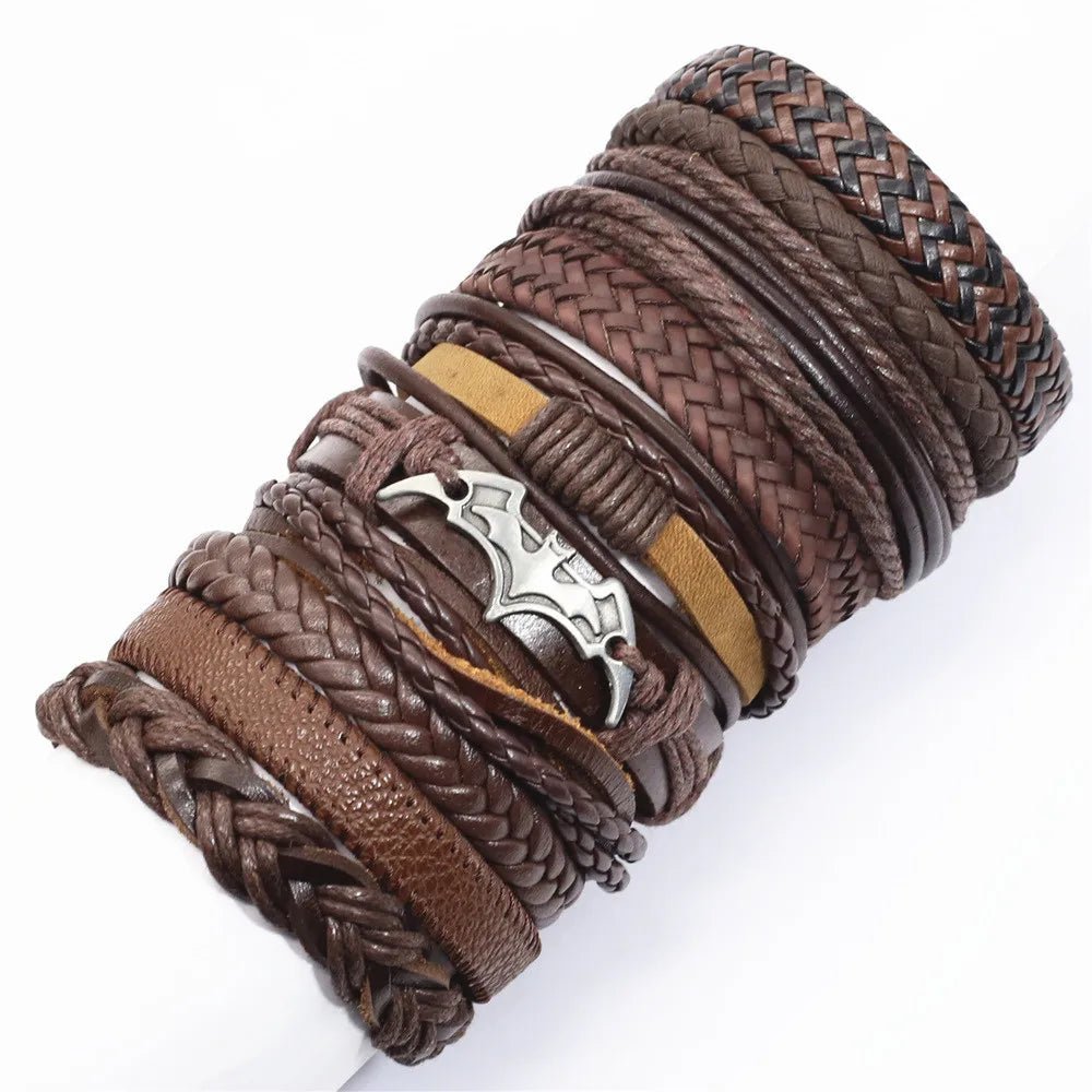 10 Pcs/set Black Wrap Woven New Fashion Handmade Men Bracelets Male Women Leather Bracelets Men Bangle Wholesale Jewelry Gift - RPM Rivals