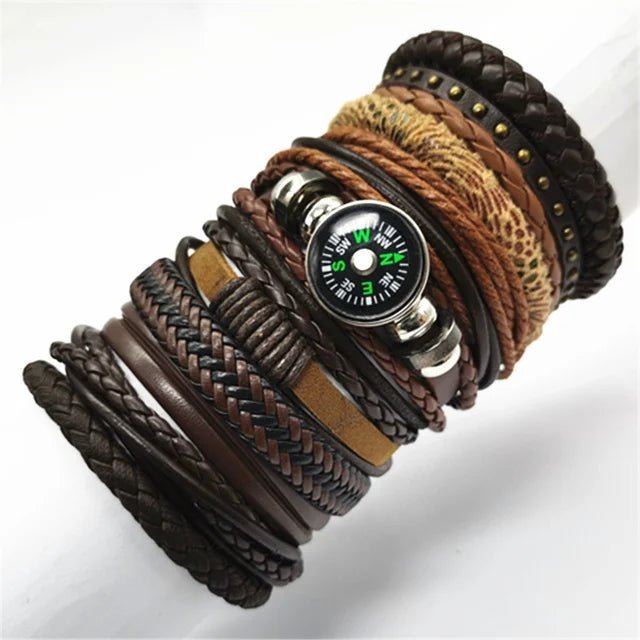 10 Pcs/set Black Wrap Woven New Fashion Handmade Men Bracelets Male Women Leather Bracelets Men Bangle Wholesale Jewelry Gift - RPM Rivals
