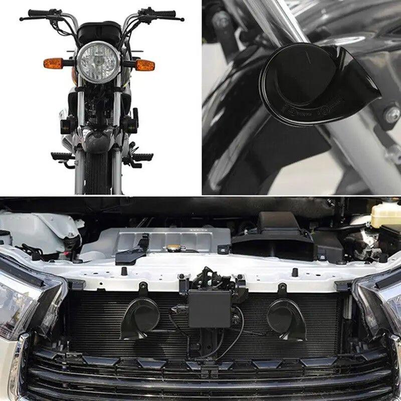 12V Super Loud Car 300DB Dual Tone Snail Electric Air Horn Siren Motorcycle T - RPM Rivals