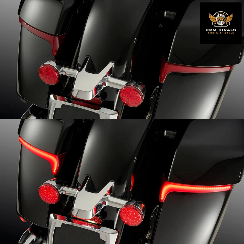 لدراجات نارية Indian Challenger Chieftain Pursuit Roadmaster Springfield، حقيبة سرج LED، مصباح إشارة انعطاف متدفق للفرامل