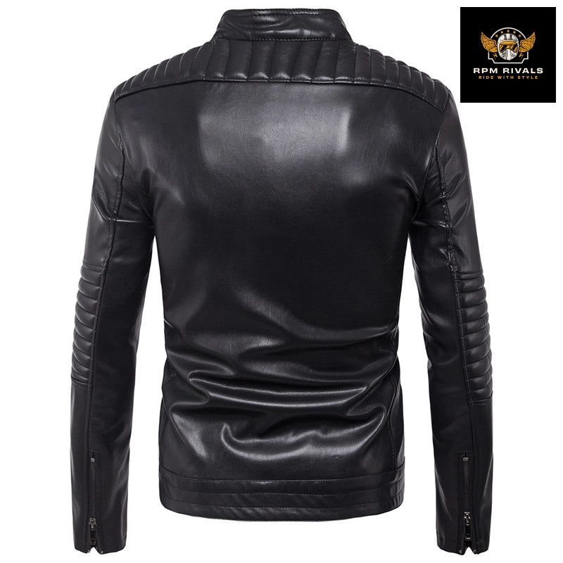 Men's Motorcycle Zipper Leather Jacket Handsome Leather Jacket