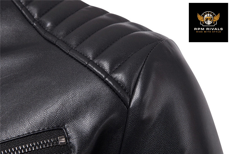 Men's Motorcycle Zipper Leather Jacket Handsome Leather Jacket