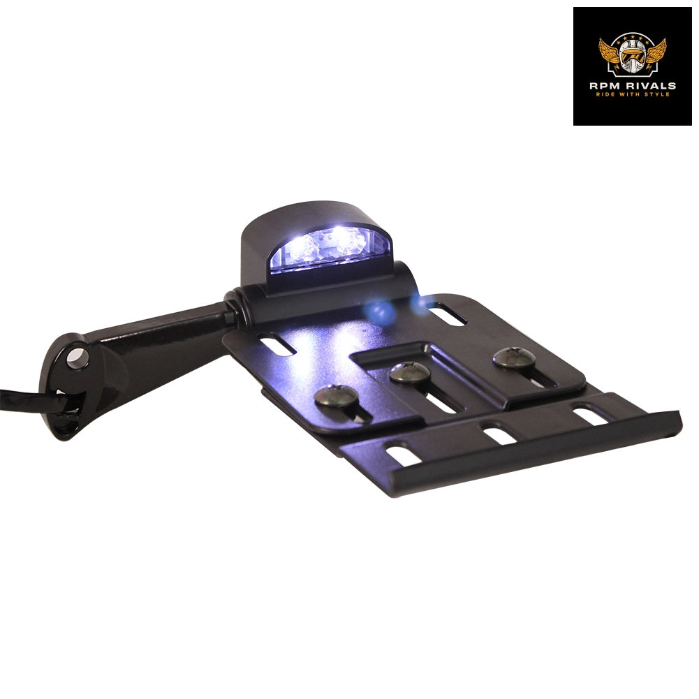 Motorcycle Telescopic Folding LED Light Side Mount License Plate Holder For Harley Dyna Sportster 883 1200 XL 07-16