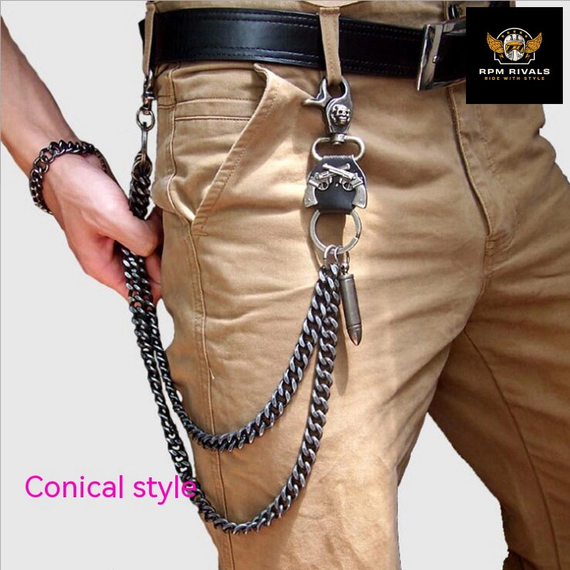 Punk Trendy Fashion Metal Waist Chain Jeans Accessory Chain Bullet/Horn Designs