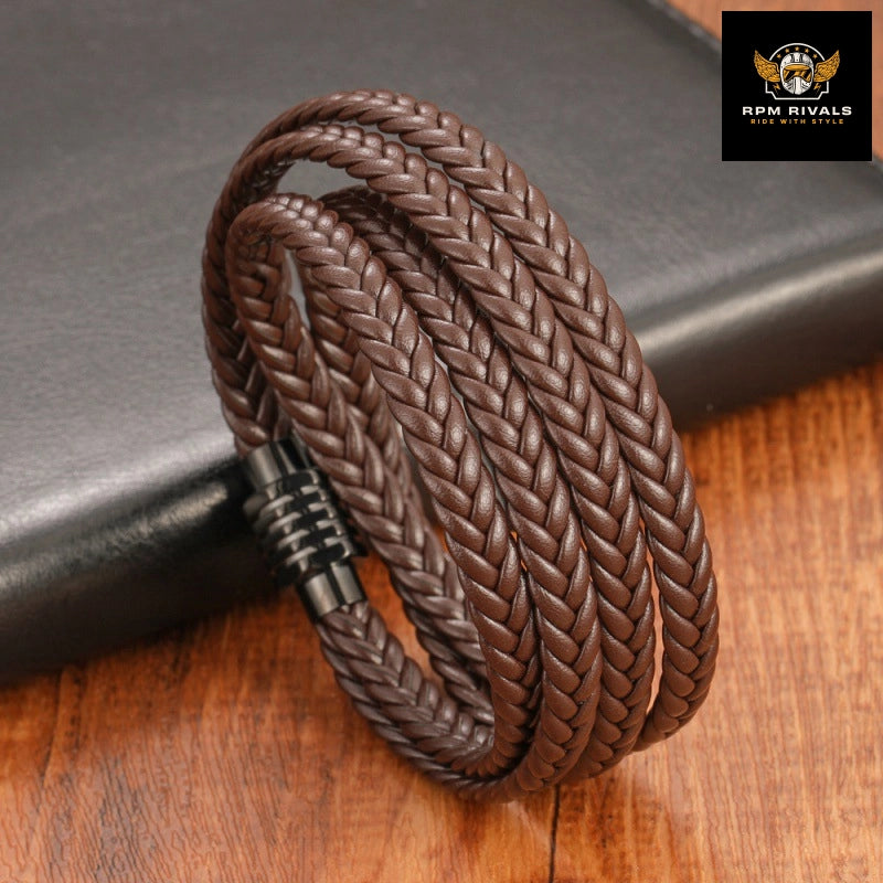Fashion Multi-layer Woven Bracelet Leather Men