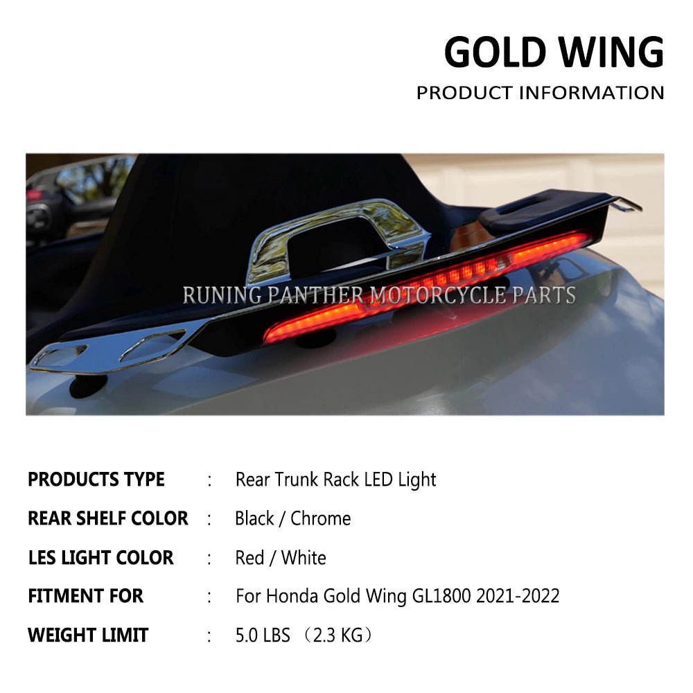 2022 2021 Motorcycle Rear Trunk Luggage Rack LED Light For Honda Goldwing GL 1800 Tour GL1800 B Automatic DCT GL1800BD 1800DA - RPM Rivals