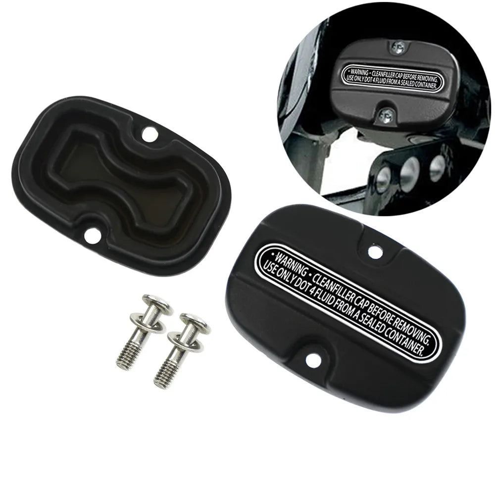 Rear Brake Master Cylinder Cover Gasket Rubber Black/Chrome For Harley Touring 08-18 Electra Glide Ultra Classic FLTR