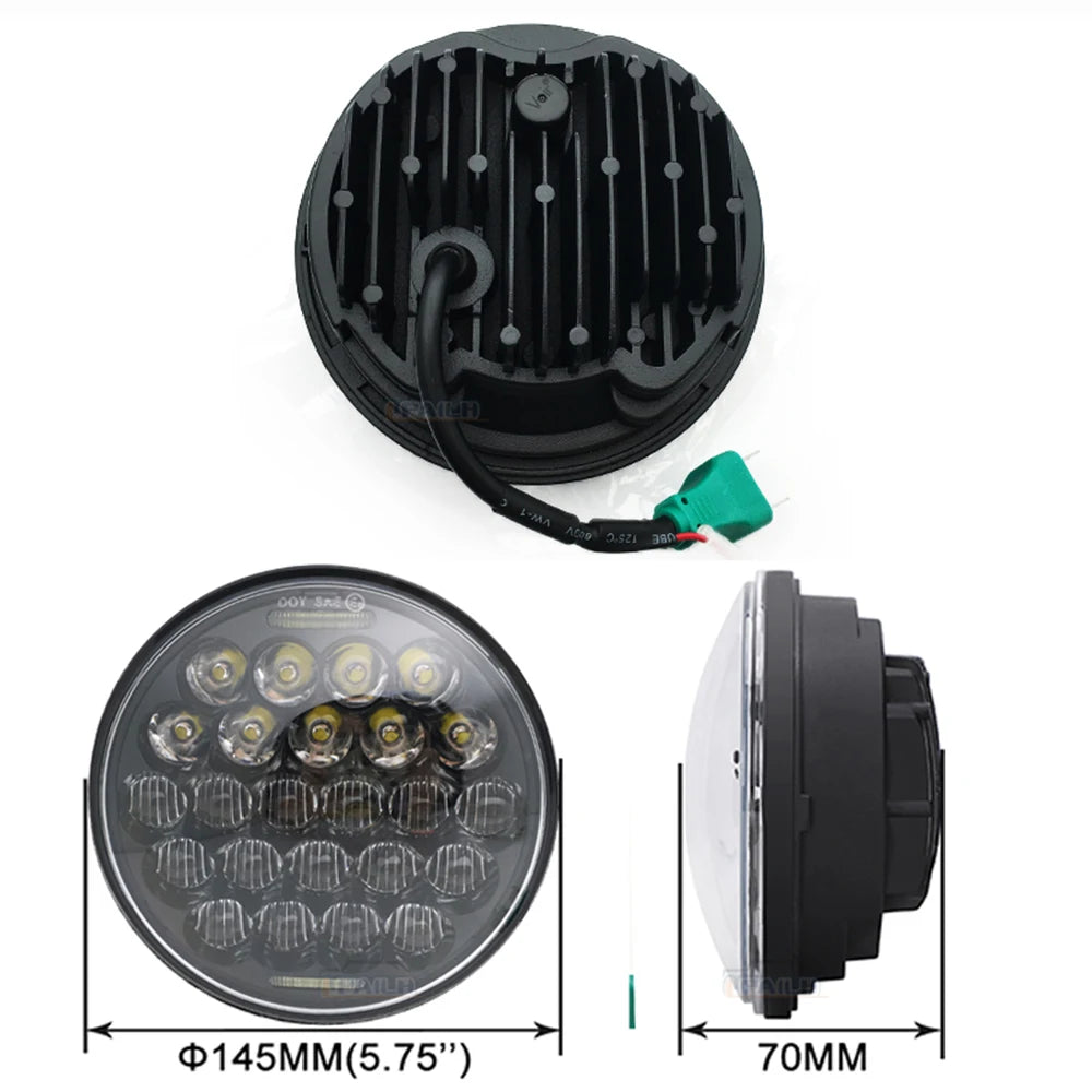 مصابيح أمامية LED مقاس 5 3/4 بوصة تعمل بتقنية LED DRL بقوة 40 وات إلى 80 وات لدراجات النارية Harley/Indian