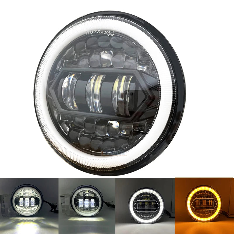 مصابيح أمامية LED مقاس 5 3/4 بوصة تعمل بتقنية LED DRL بقوة 40 وات إلى 80 وات لدراجات النارية Harley/Indian