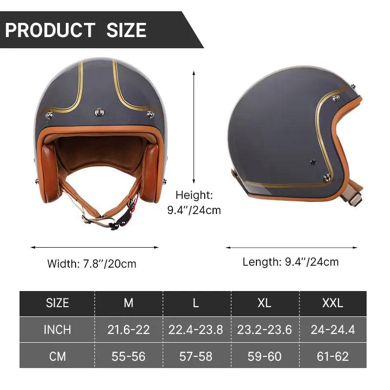 Gloss Gray Motorcycle Helmet Classic Retro Open Face Design Lightweight For Motorbike Cruiser Helmet Men Women - RPM Rivals