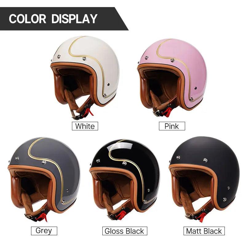 Gloss Gray Motorcycle Helmet Classic Retro Open Face Design Lightweight For Motorbike Cruiser Helmet Men Women - RPM Rivals