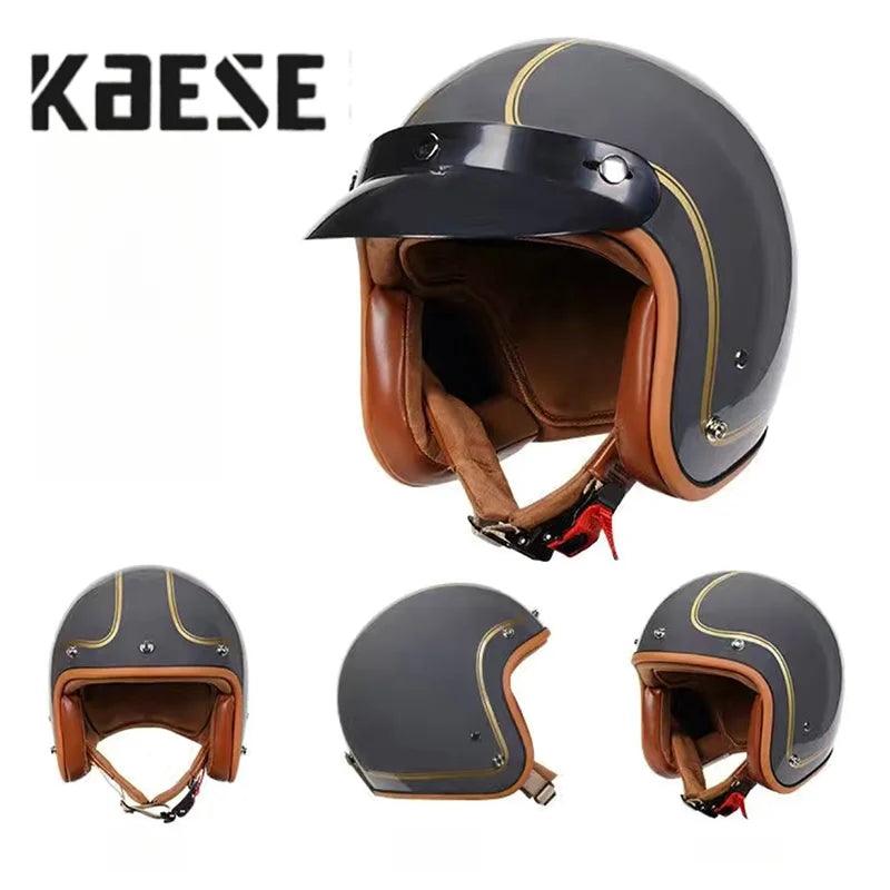 Gloss Gray Motorcycle Helmet Classic Retro Open Face Design Lightweight For Motorbike Cruiser Helmet Men Women - RPM Rivals