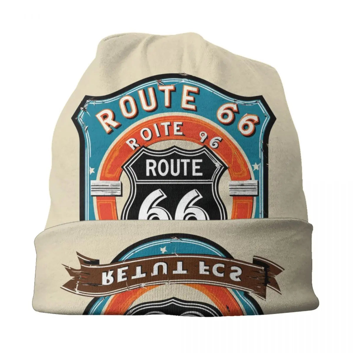 Custom Ride The Route 66 Bonnet Hat Knitting Hats Men Women Cool Biker Motorcycle Cruise