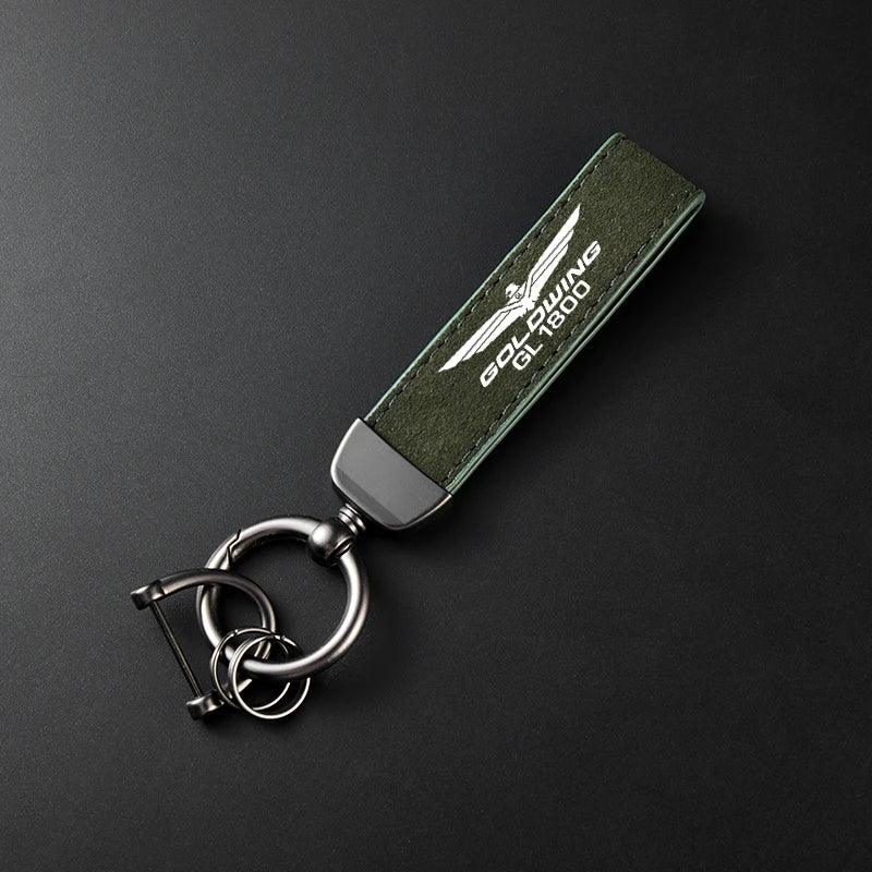 High-Grade Leather Suede Keychain Motorcycle Key Ring HONDA Goldwing 1800 GL1800 - RPM Rivals