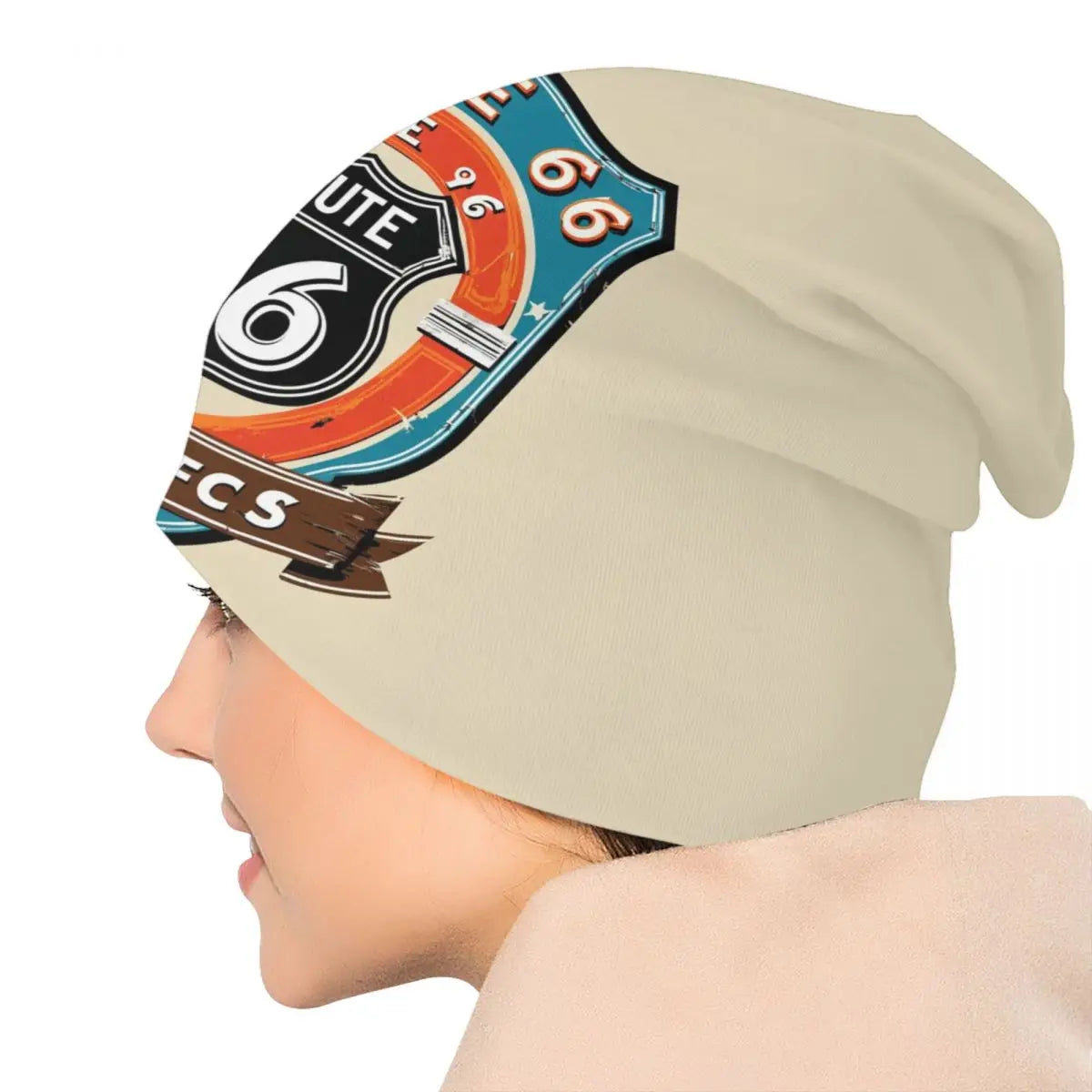 Custom Ride The Route 66 Bonnet Hat Knitting Hats Men Women Cool Biker Motorcycle Cruise
