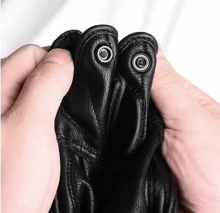 قفازات جلدية للدراجات النارية لحماية شاشة اللمس من جلد الماعز