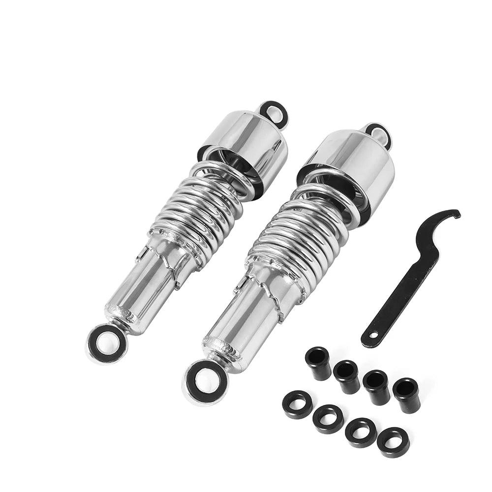 1 Pair Rear Shock Absorbers Motorcycle 10.5" 267mm Adjustable Suspension Shocks Spring Chrome/Black for Harley Sportster Touring - RPM Rivals