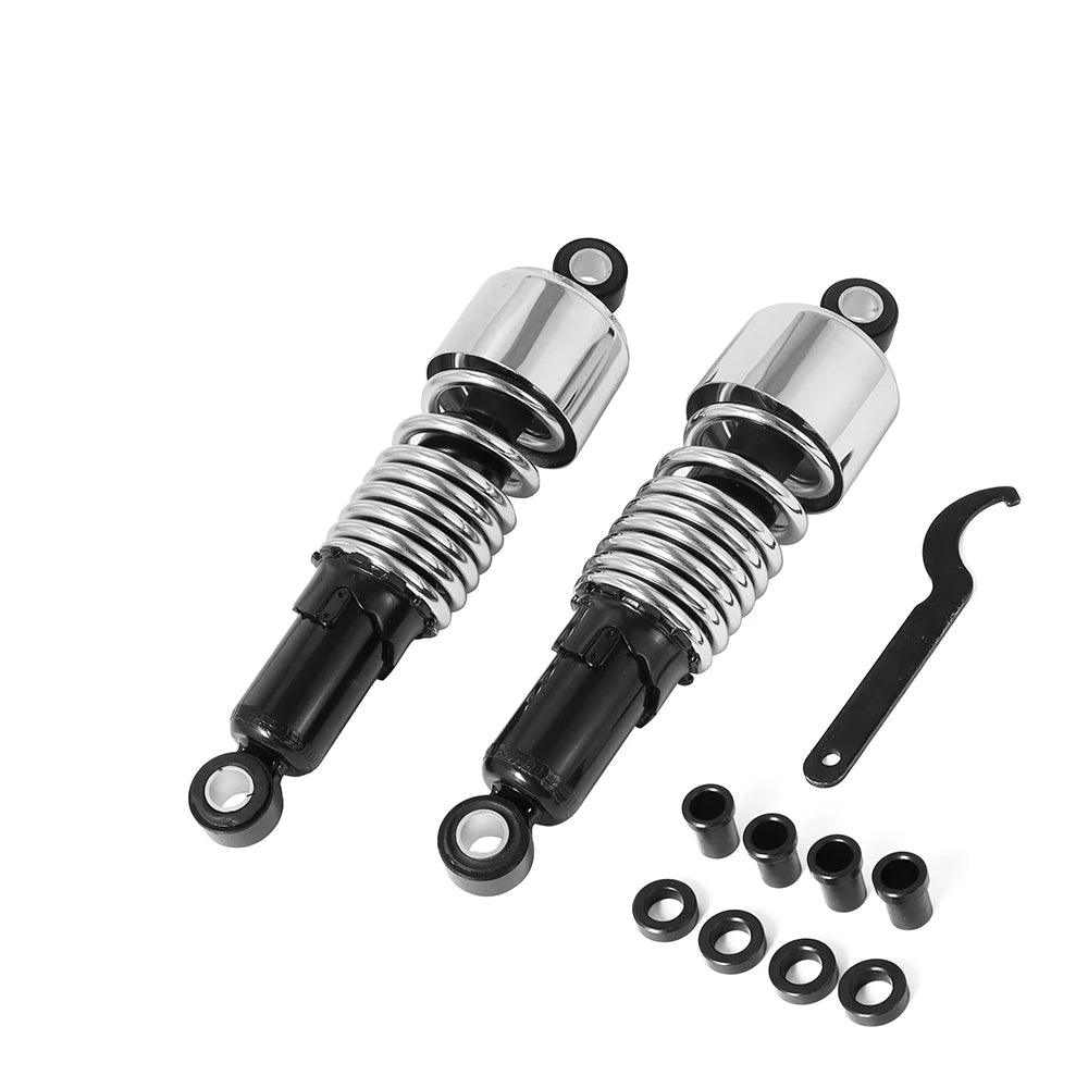 1 Pair Rear Shock Absorbers Motorcycle 10.5" 267mm Adjustable Suspension Shocks Spring Chrome/Black for Harley Sportster Touring - RPM Rivals