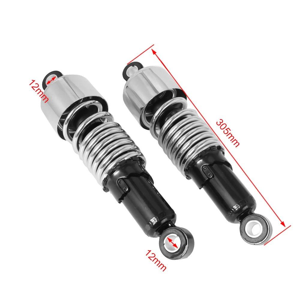 1 Pair Rear Shock Absorbers Motorcycle 10.5" 267mm Adjustable Suspension Shocks Spring Chrome/Black for Harley Sportster Touring - RPM Rivals