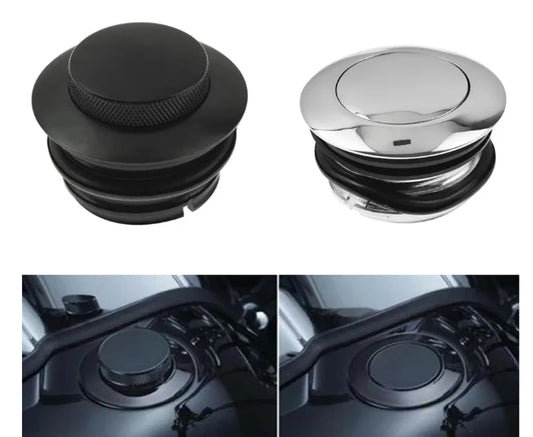 Pop Up Gas Cap Right Hand Thread Reservoir Fuel Tank Cap Black/Chrome For Harley Touring Dyna Softail Sportster XL