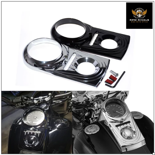 Fuel Gas Tank Instrument Panel Console Cover Dash Panel Insert Black/Chrome For Harley Softail Slim Breakout Dyna FXS