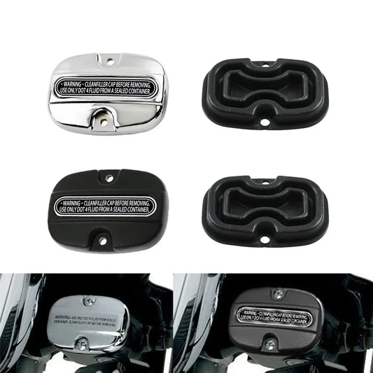 Rear Brake Master Cylinder Cover Gasket Rubber Black/Chrome For Harley Touring 08-18 Electra Glide Ultra Classic FLTR