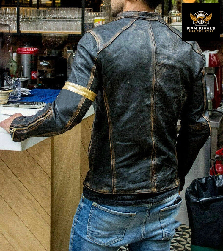 Punk men's motorcycle leather jacket