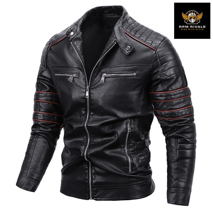 Men's Motorcycle Jacket Leather Black/Brown/Hazel