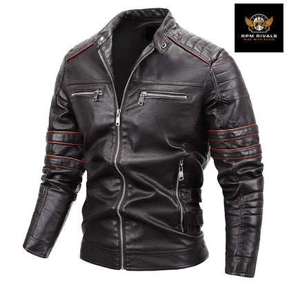 Men's Motorcycle Jacket Leather Black/Brown/Hazel