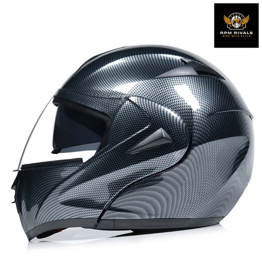 Motorcycle Uncovered Helmet Carbon Fiber Double Visor Helmet Men and Women