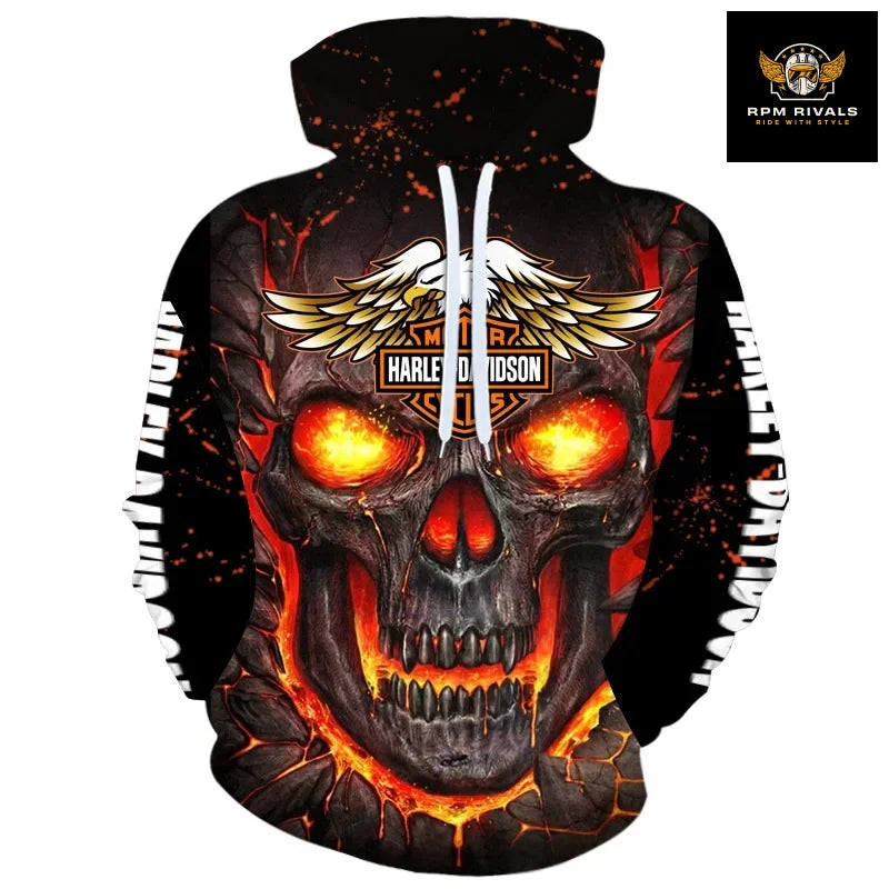 Spring Autumn Harley Davidson Hoodie Men -Women - Kids 3d Print Harley Logo Hoodies Fashion Sweatshirt Motorcycle Outdoor Sports Jacket
