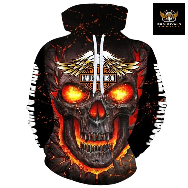 Spring Autumn Harley Davidson Hoodie Men -Women - Kids 3d Print Harley Logo Hoodies Fashion Sweatshirt Motorcycle Outdoor Sports Jacket