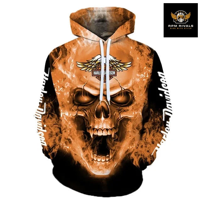 Spring Autumn Harley Davidson Hoodie Men -Women - Kids 3d Print Harley Logo Hoodies Fashion Sweatshirt Motorcycle Outdoor Sports Jacket