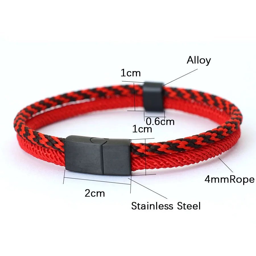 2024 Fashion Mens Bracelet Bangle Black Stainless Steel Detachable Magnet Buckle Bohemia Bicolor Rope Braslet Nautical Braclet - RPM Rivals