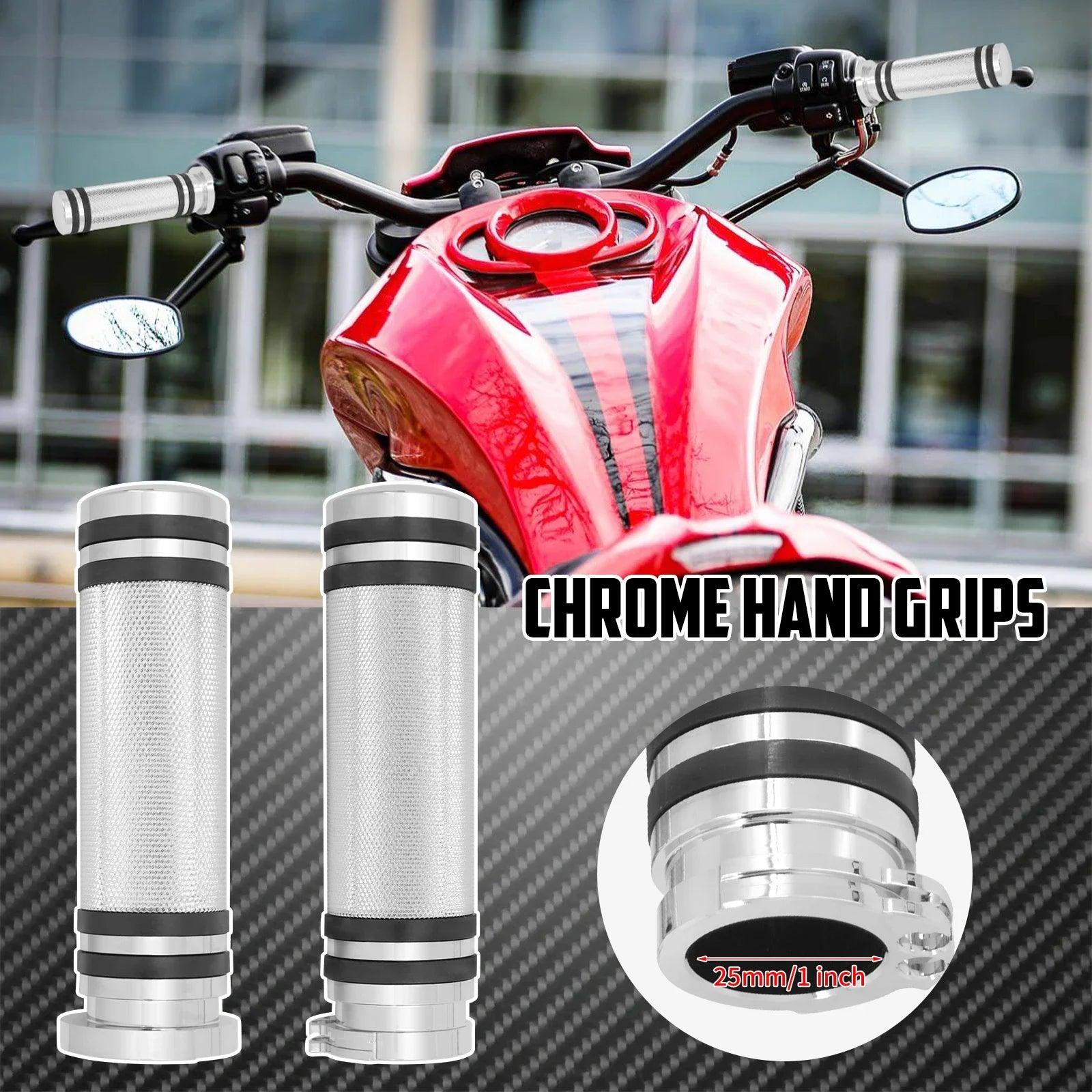 2PCS Motorcycle 1"25mm Handle Bar Hand Grips CNC Aluminum For Harley Touring Sportster 883 1200 VRSC XL V - Rod Dyna Softail FLHR - RPM Rivals