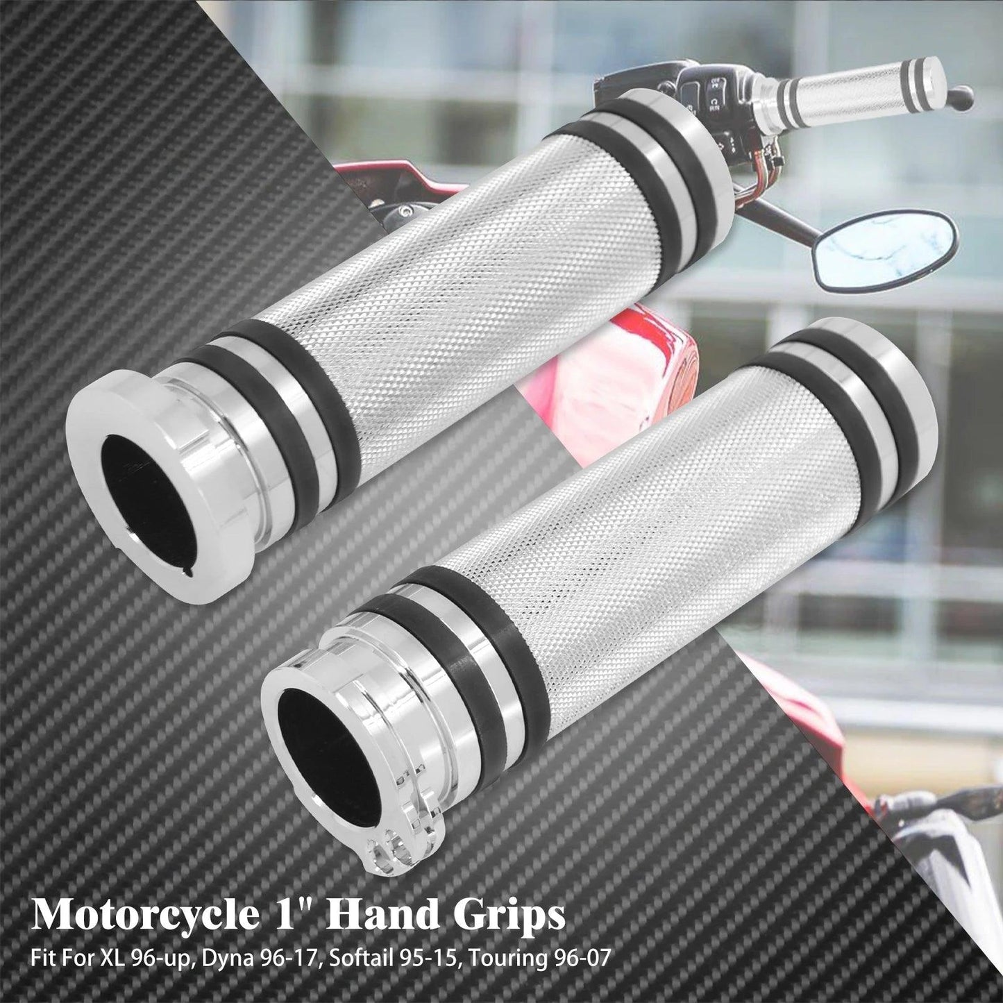 2PCS Motorcycle 1"25mm Handle Bar Hand Grips CNC Aluminum For Harley Touring Sportster 883 1200 VRSC XL V - Rod Dyna Softail FLHR - RPM Rivals