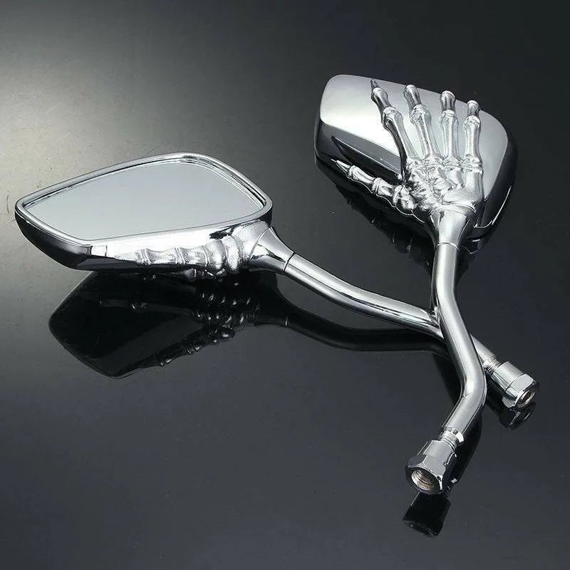 2pcs Universal Motorcycle Rearview Mirror With Screw Aluminium Alloy Scooter Skeleton Hand Refit Motorbike Side Mirrors - RPM Rivals