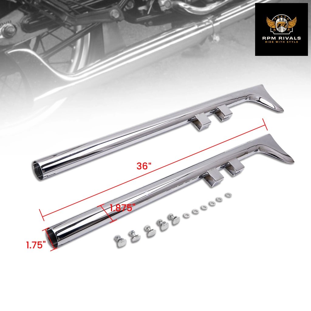 2Pcs/Set Chrome 36" Fishtail Slip On Exhaust Pipe for Harley Touring Road 1995 - 2016 Hot Sale - RPM Rivals