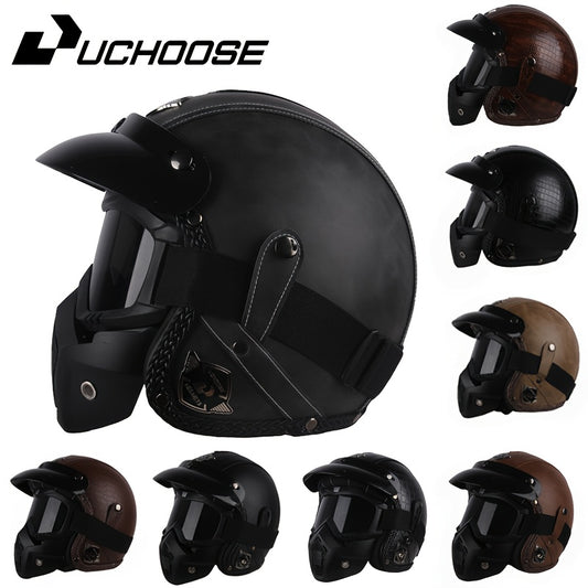 Retro Prince Cruiser Motorcycle Helmet - Dot Certified, Abs Material, Includes Goggles, Warm 3/4 Face Coverage For Men & Women,