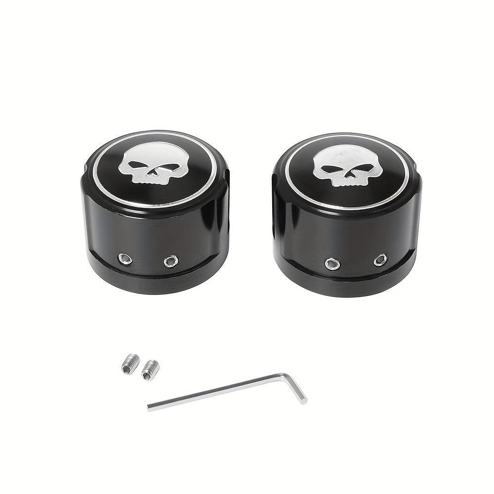 Skull Design Cnc Aluminum Front Fork Nut Cap Bolt For Harley - Fits Touring, Electra Glide, Dyna, Street Bob, Sportster Xl & Softail - RPM Rivals