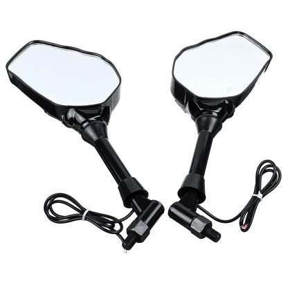 Pair Motorcycle Mirror Skeleton Skull Hand Claw Side Rear View Mirrors LED Turn Signal Light 8mm 10mm Universal