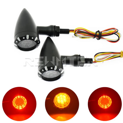 Motorcycle Black Chrome 10mm Indicator Turn Signal Light LED Flashing Brake Lamp For Harley Chopper Cruiser Custom For Honda - RPM Rivals