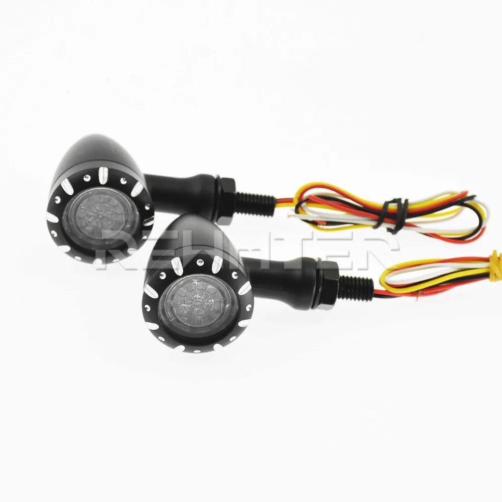 Motorcycle Black Chrome 10mm Indicator Turn Signal Light LED Flashing Brake Lamp For Harley Chopper Cruiser Custom For Honda - RPM Rivals