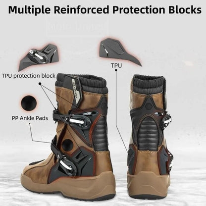 Scoyco Enduro Motorcycle Boots Man Waterproof Motorcyclist Shoes Brown Leather Motocross Boots Anti-slip Motorcycle Accessories - RPM Rivals