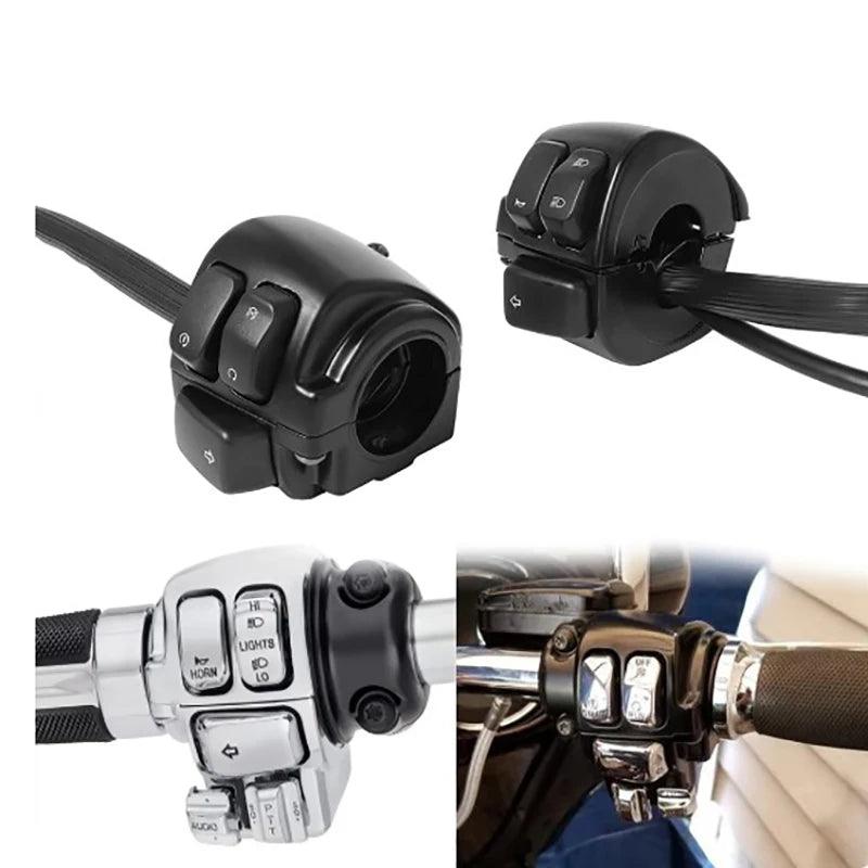 Motorcycle 1"25mm Handlebar Turn Signal Control Light Switch Black For Sportster XL 1200 883 Iron Dyna Softail FL V-Rod - RPM Rivals