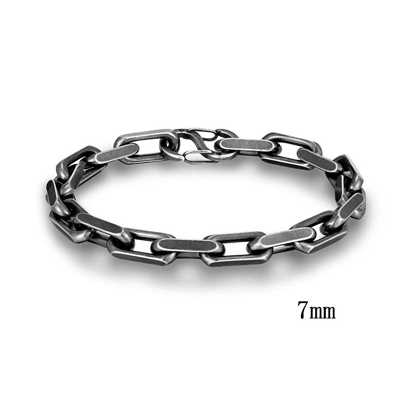 MKENDN Vintage Oxidized Black Chain Link Men Bracelet Punk Stainless Steel Motorcycle Bracelets Male Jewelry Accessories Gifts - RPM Rivals