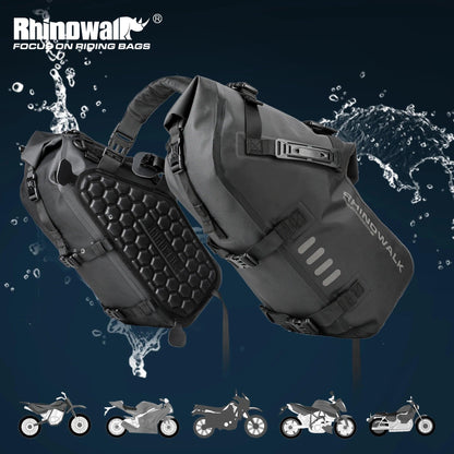 Rhinowalk 100%Waterproof Motorcycle Bags 28L 2Pcs Universal Fit Motor Saddlebag Side Tail Pannier Bag Travel Luggage Accessories - RPM Rivals