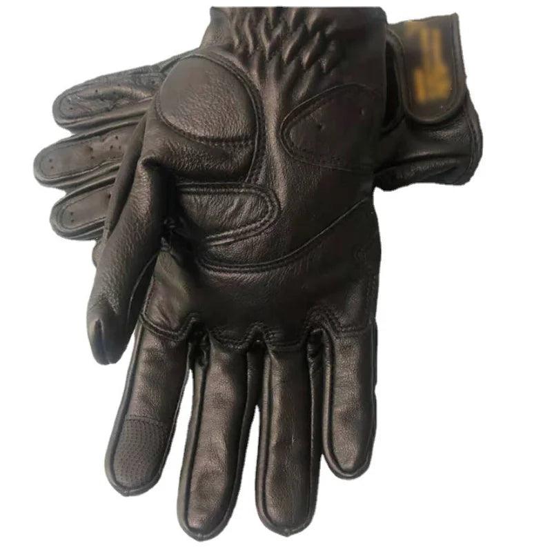 Retro Sheepskin Breathable Leather Motorcycle Gloves Racing Gloves Men's Motocross Winter&Summer Gloves Full/Half-finger Gloves - RPM Rivals