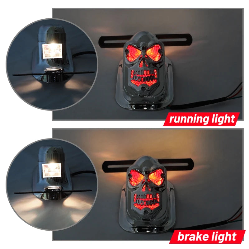 Universal LED Rear Skull Tail Light Brake Lamp Motorcycle accessories For Harley Cruisers Chopper License Plate Runring Lights